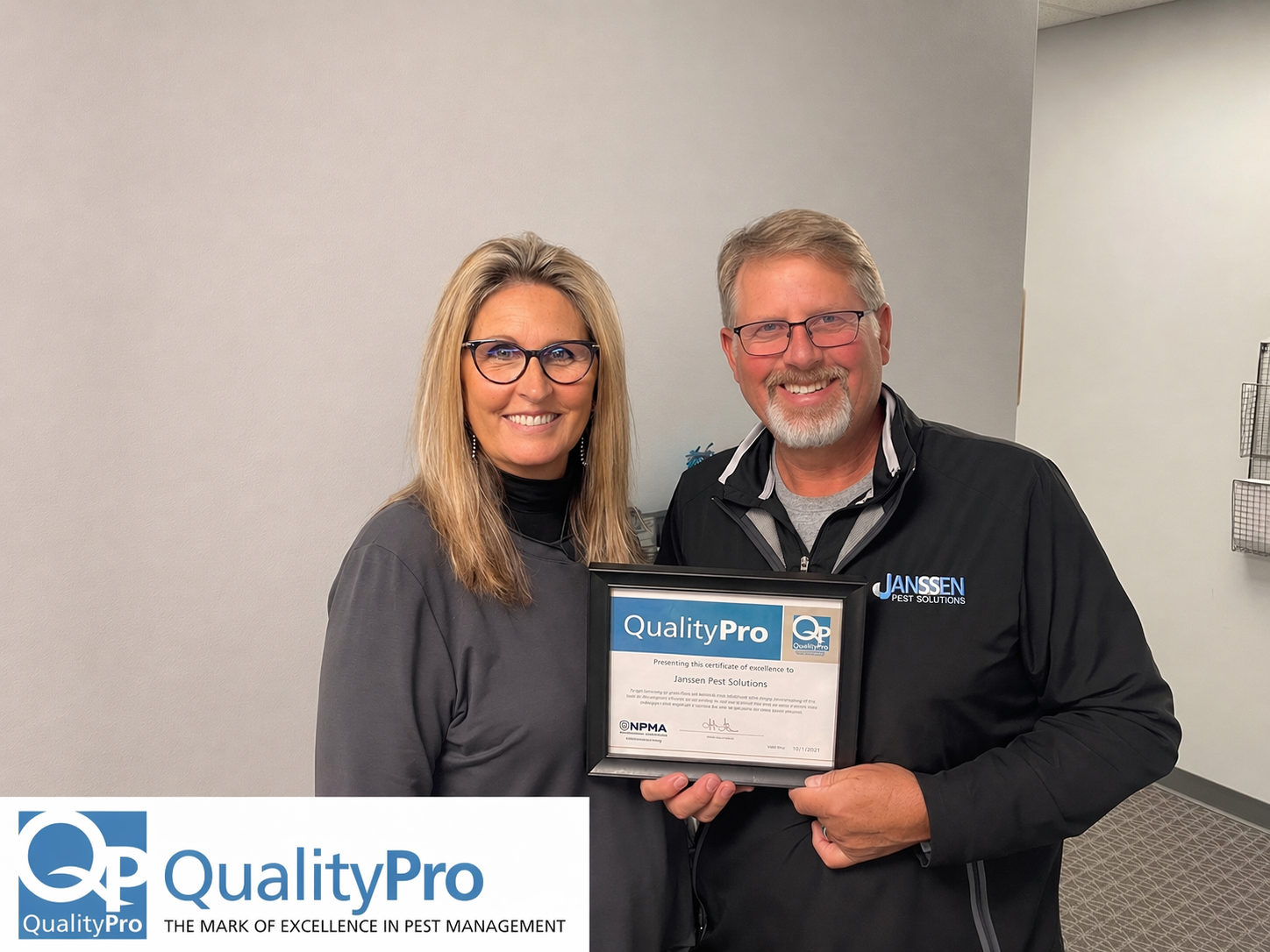 Nancy and Brad Janssen with their QualityPro Certification