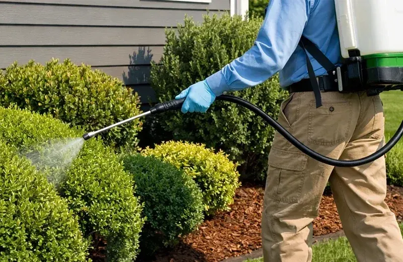 spraying shrubs around house for mosuitoes